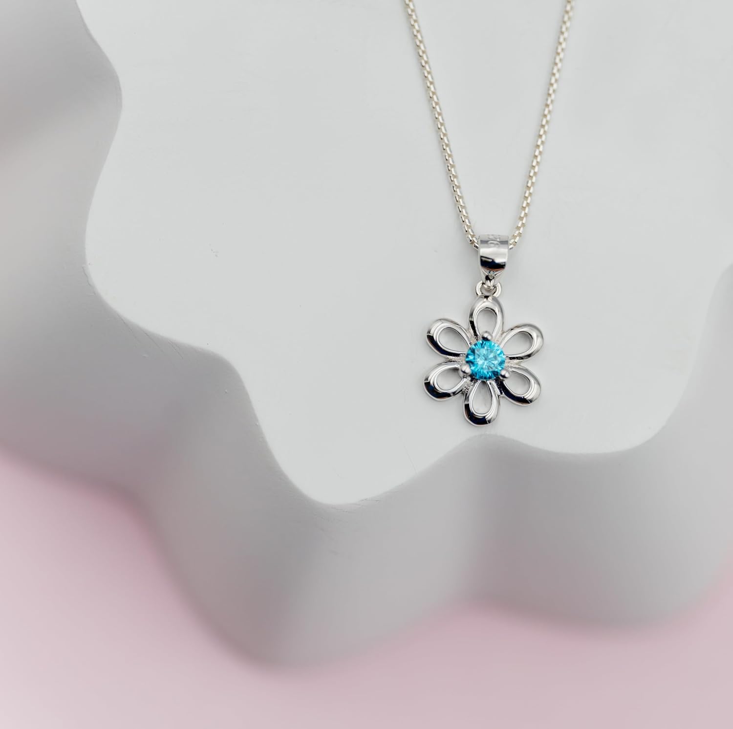 Cherished Moments .925 Sterling Silver Daisy Simulated Birthstone Necklace - Image 3