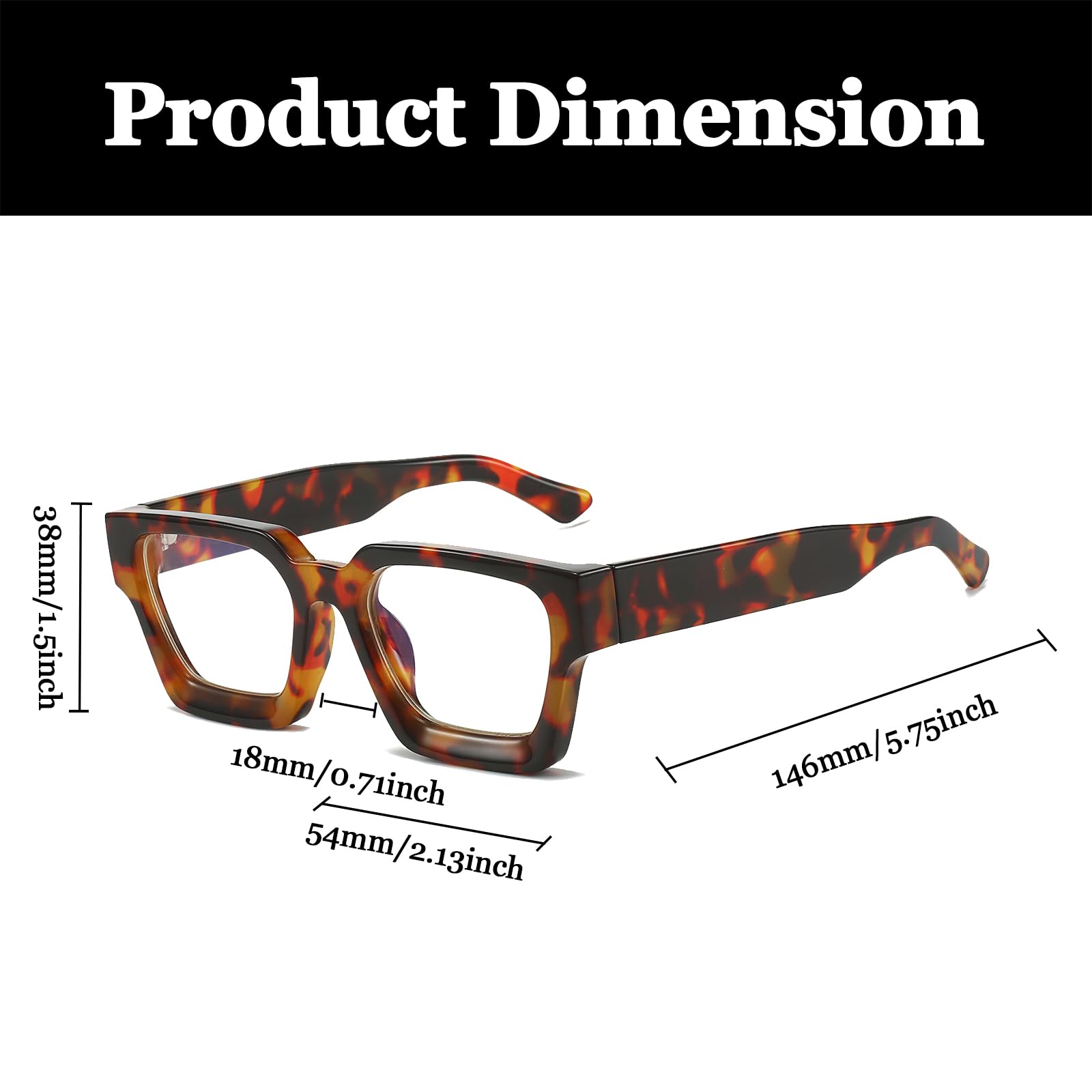 LJCZKA Blue Light Glasses Square Frame for Women Men Computer Glasses Thick Frame Anti Eye-Fatigue Headache for Reading Texting & Gaming - Image 3