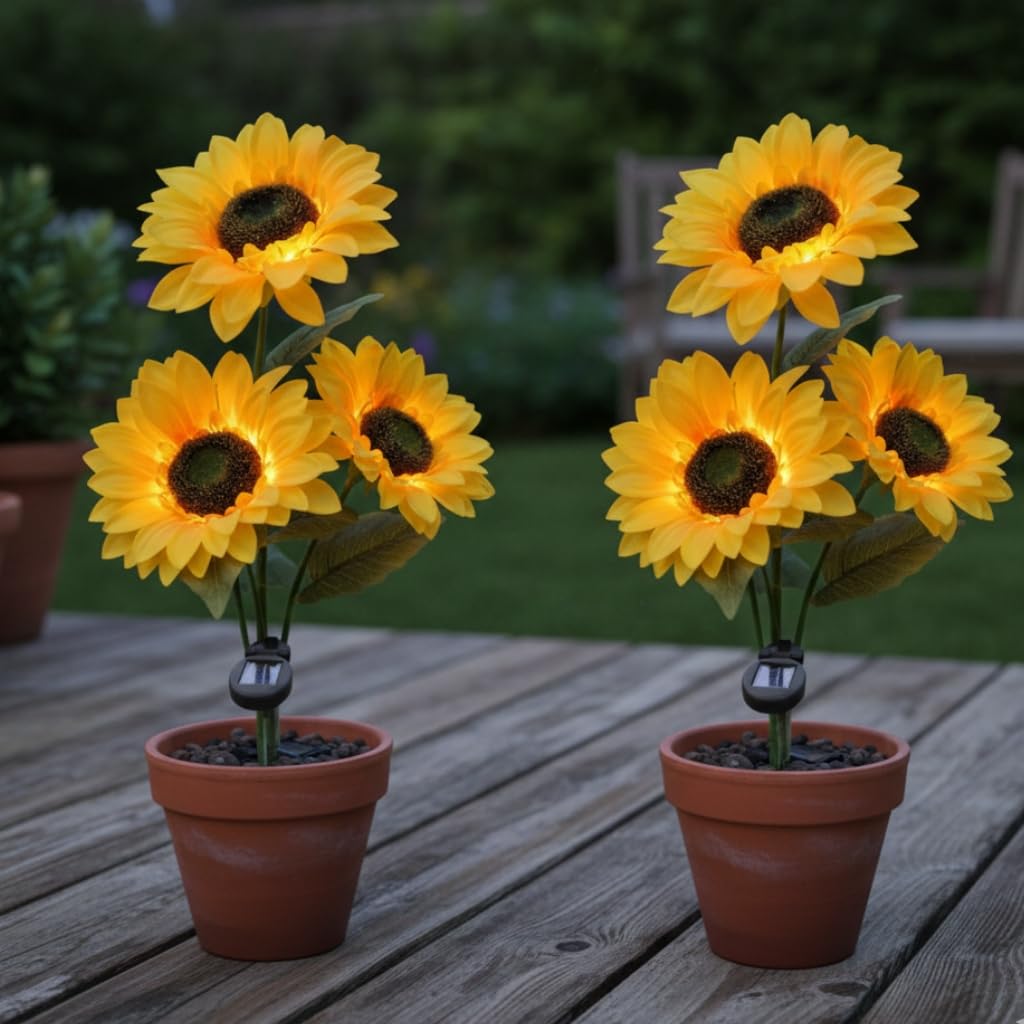 Solar Sunflower Lights - Outdoor Garden Decoration -8