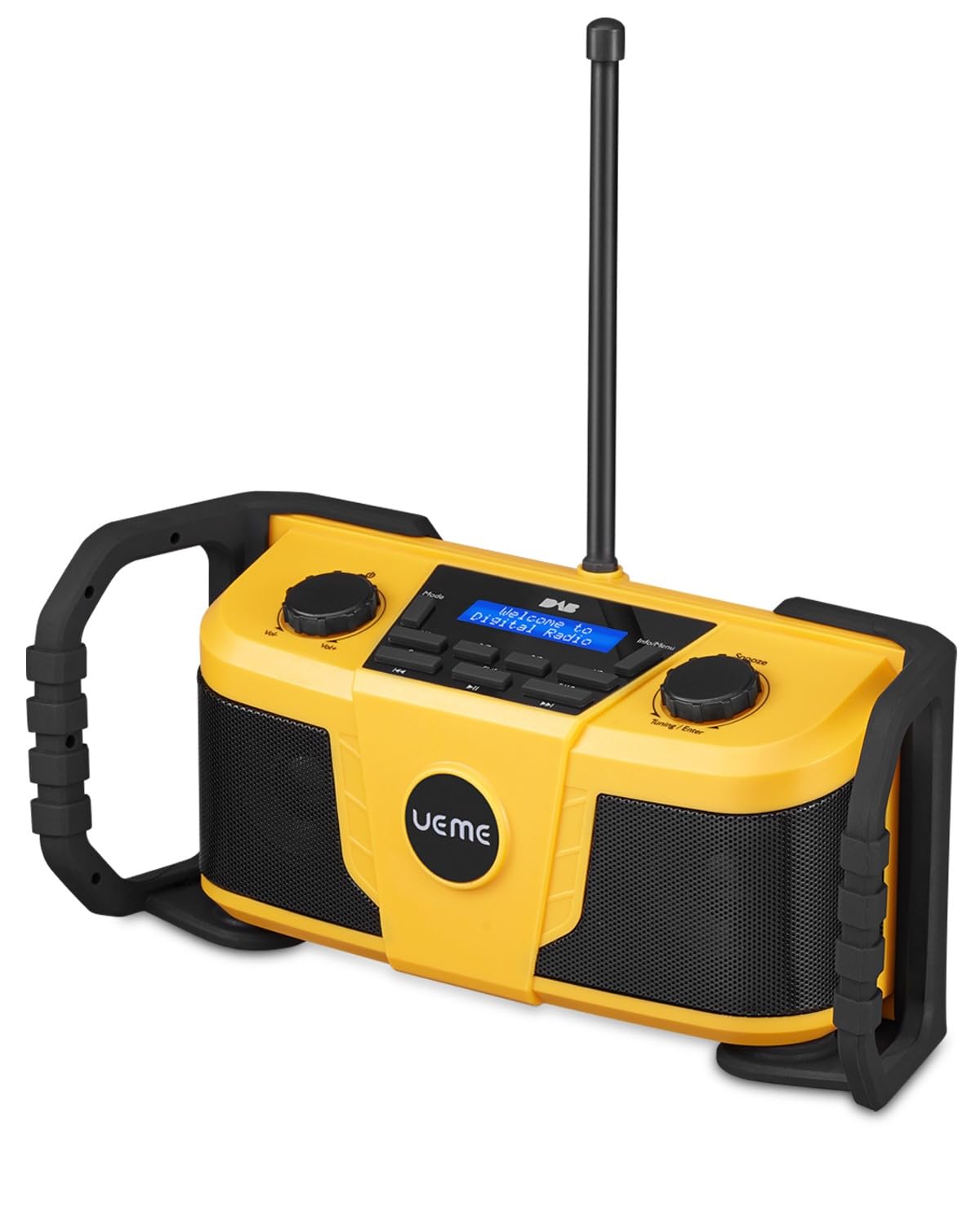 5W DAB/DAB+ FM Cordless Site Radio, Bluetooth, AUX, USB Rechargeable, Yellow