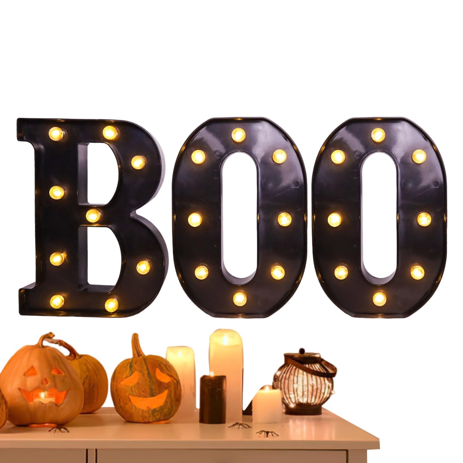 Panneau lumineux BOO Halloween pour decoration interieure de salon