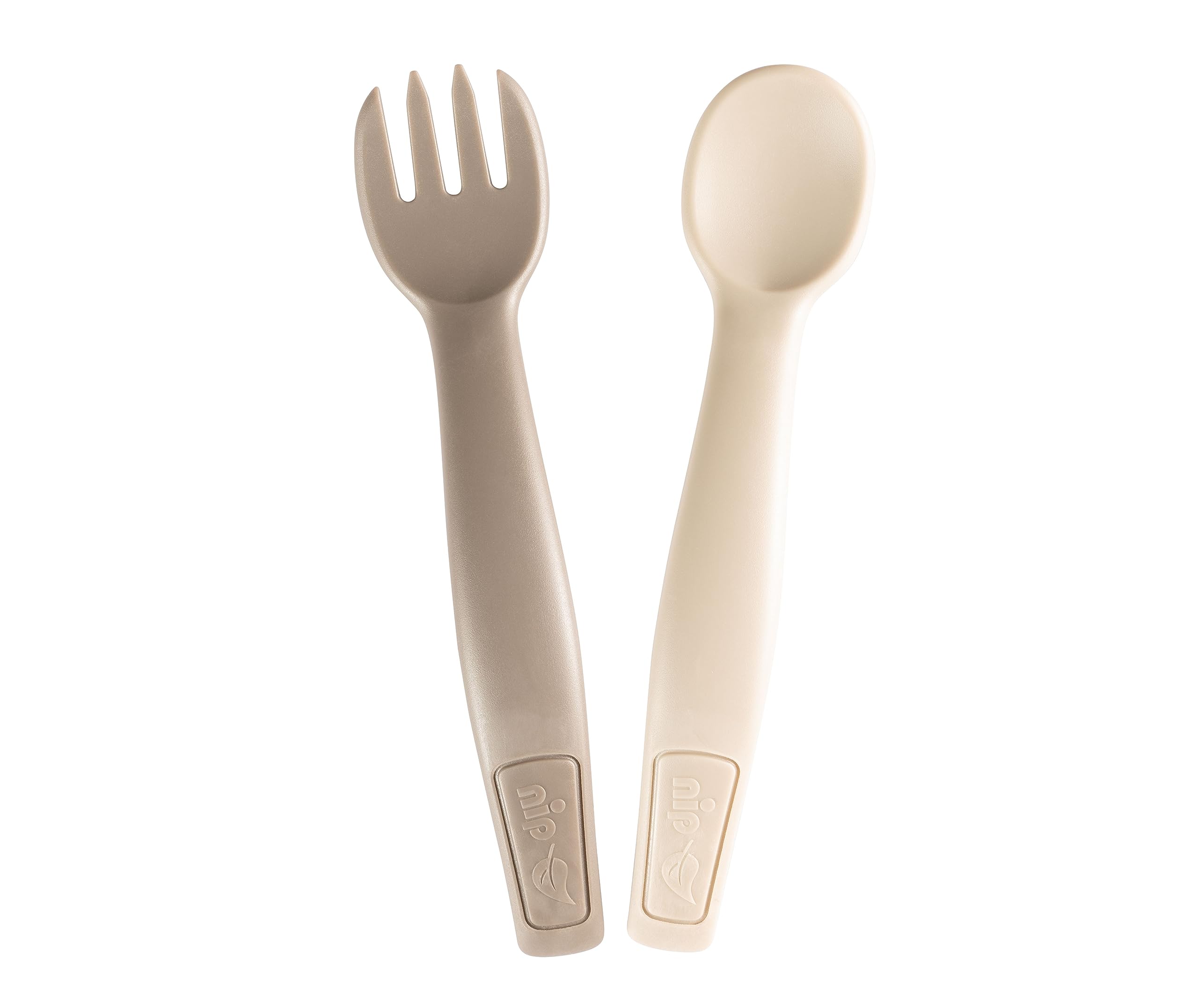 nip Green - Couverts écologiques pour bébé et enfant à partir de 9 mois, couverts lavables au lave-vaisselle, sans BPA, sans mélamine, durables, gris
