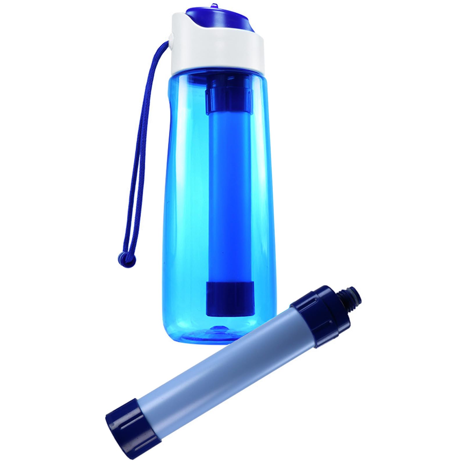 Einhandbetriebene Wasserflaschen, transparente Trinkflaschen für Fitnessstudio und Outdoor Aktivitäten, wiederverwendbar mit Filter