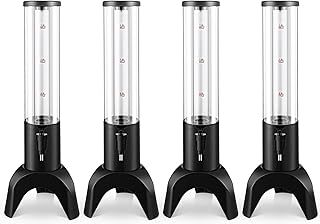 Baderke 4 Pcs Drink Tower Mimosa Tower Dispenser with Ice Tube Tabletop Beer Dispensers Liquor Juice Margarita Tower Beverage Dispensers for Home Bar Party(Black, 1.5 L)
