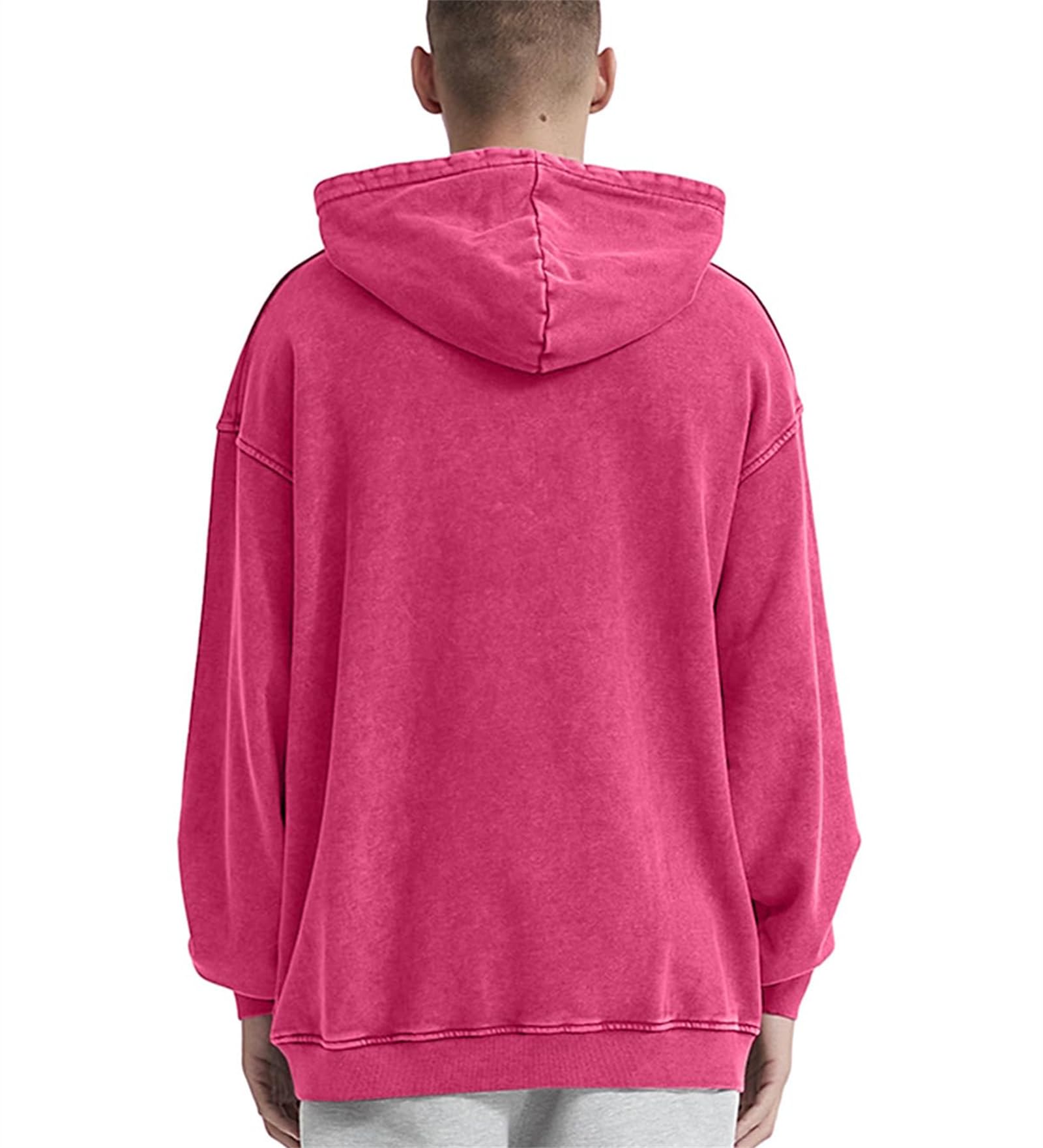 Felpa con cappuccio da uomo oversize unisex con lavaggio acido leggera in cotone vintage baggy lavato tempo libero hip hop con tasca top