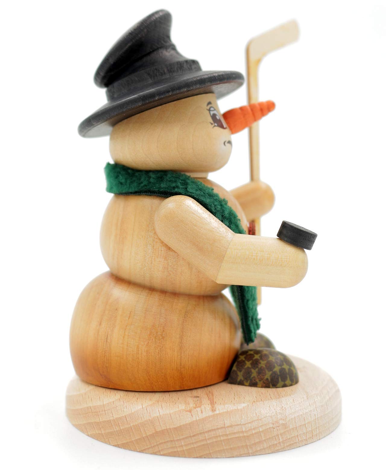 Kuhnert - Erzgebirgische Holzkunst Räuchermann Räucherfigur Schneemann 13cm - Eishockeyspieler