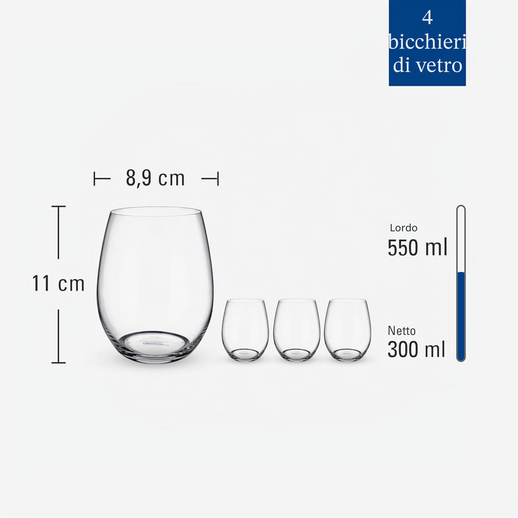 Villeroy & Boch – Entree Bicchiere da Acqua 4 Pezzi Trasparente, Lavabile in Lavastoviglie, Bicchieri Acqua Transparenti, Bichhieri Di Cristallo Moderni, Bicchieri Di Succo, Set Bicchier, Cristallo
