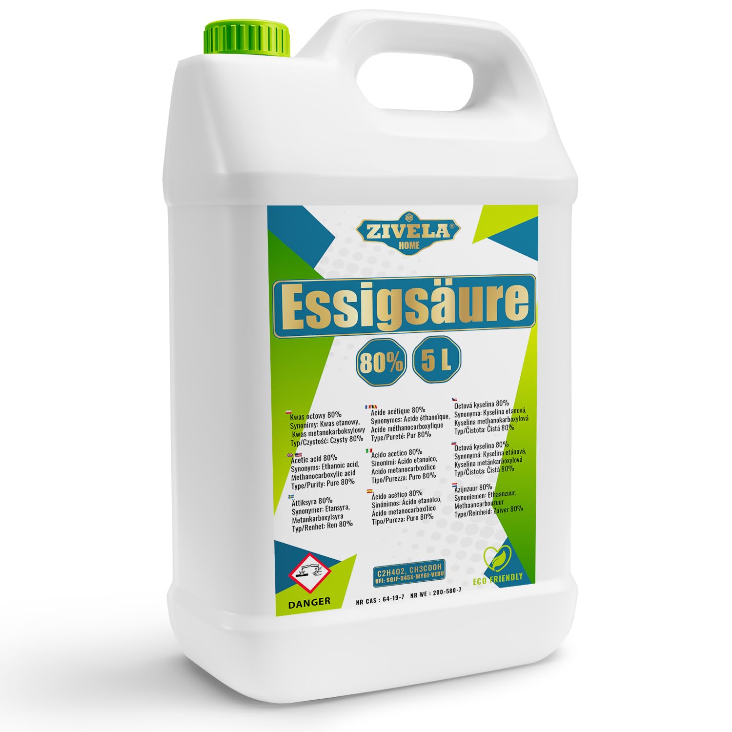 10L Essigsäure 80% Premium Qualität | 2x5L Essigessenz 80 prozent Lebensmittelqualität 10 kg | Hochreiner Essig für Vielseitige Anwendungen | Perfekt für Hausgebrauch Industrie Gartenbau Reinigung