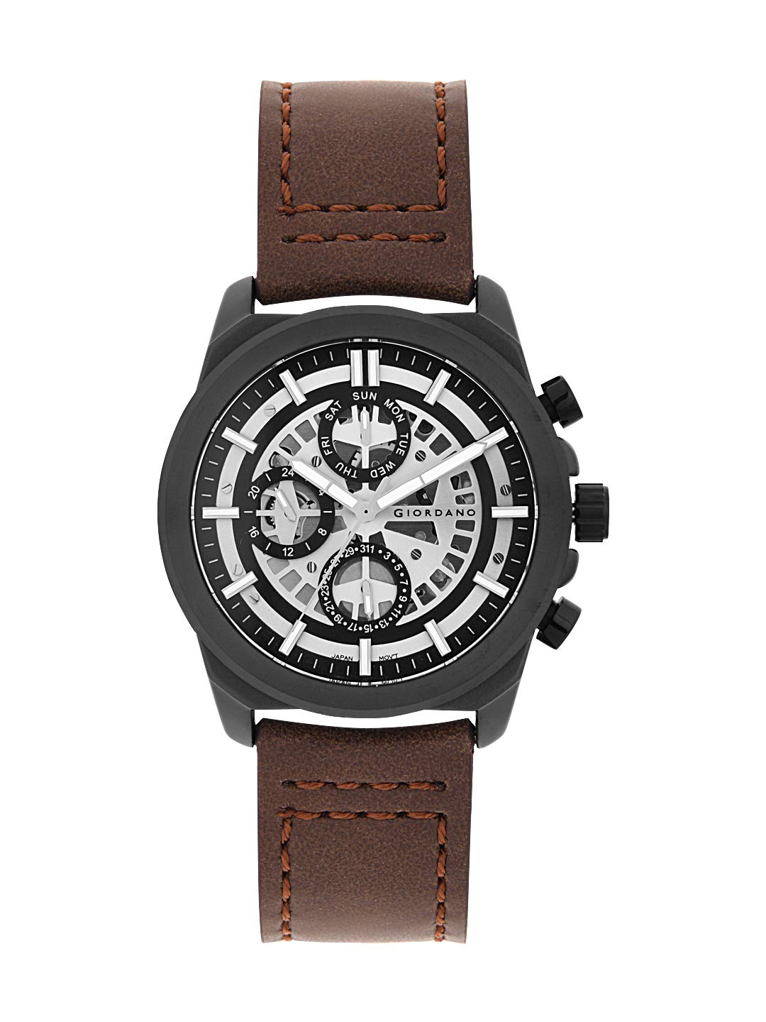 Giordano Multifunctional Silver/Black Dial Mens Watch (B07PMX2BFW) Amazon Price History, Amazon Price Tracker