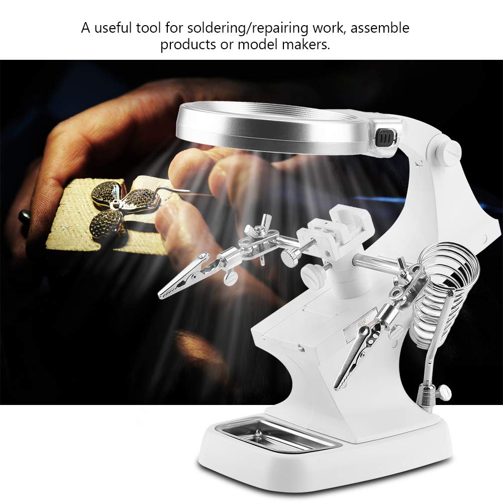 Multifunctional Welding Magnifier, LED Helping Magnifying Glass Soldering 360°Rotation Repair Tool