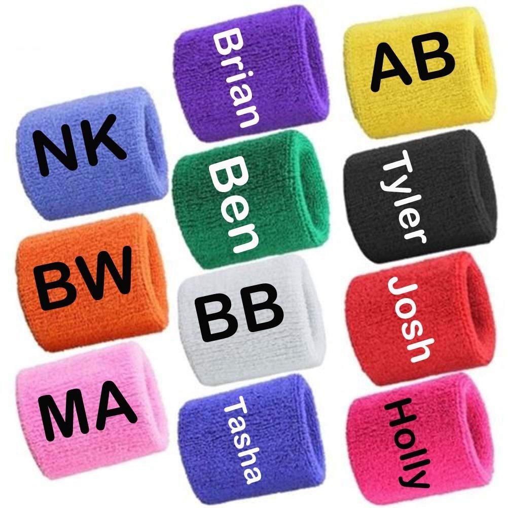 Personalised Pair of Sports Wrist Sweatbands Tennis Squash Badminton GYM Wristband_Navy