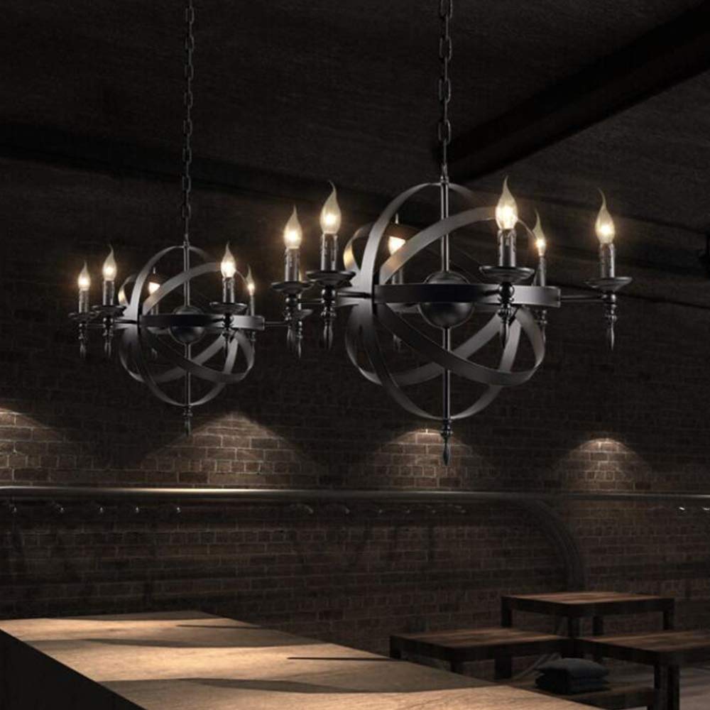 Schmiedeeisen Kerze Kronleuchter Käfig Landhausstil Rustikale Blumen Pendellampe Lüster Lampenschirm Höhenverstellbar Runden Hängeleuchte Für Wohnzimmer Schlafzimmer Küchen Bar Café,8 flammig