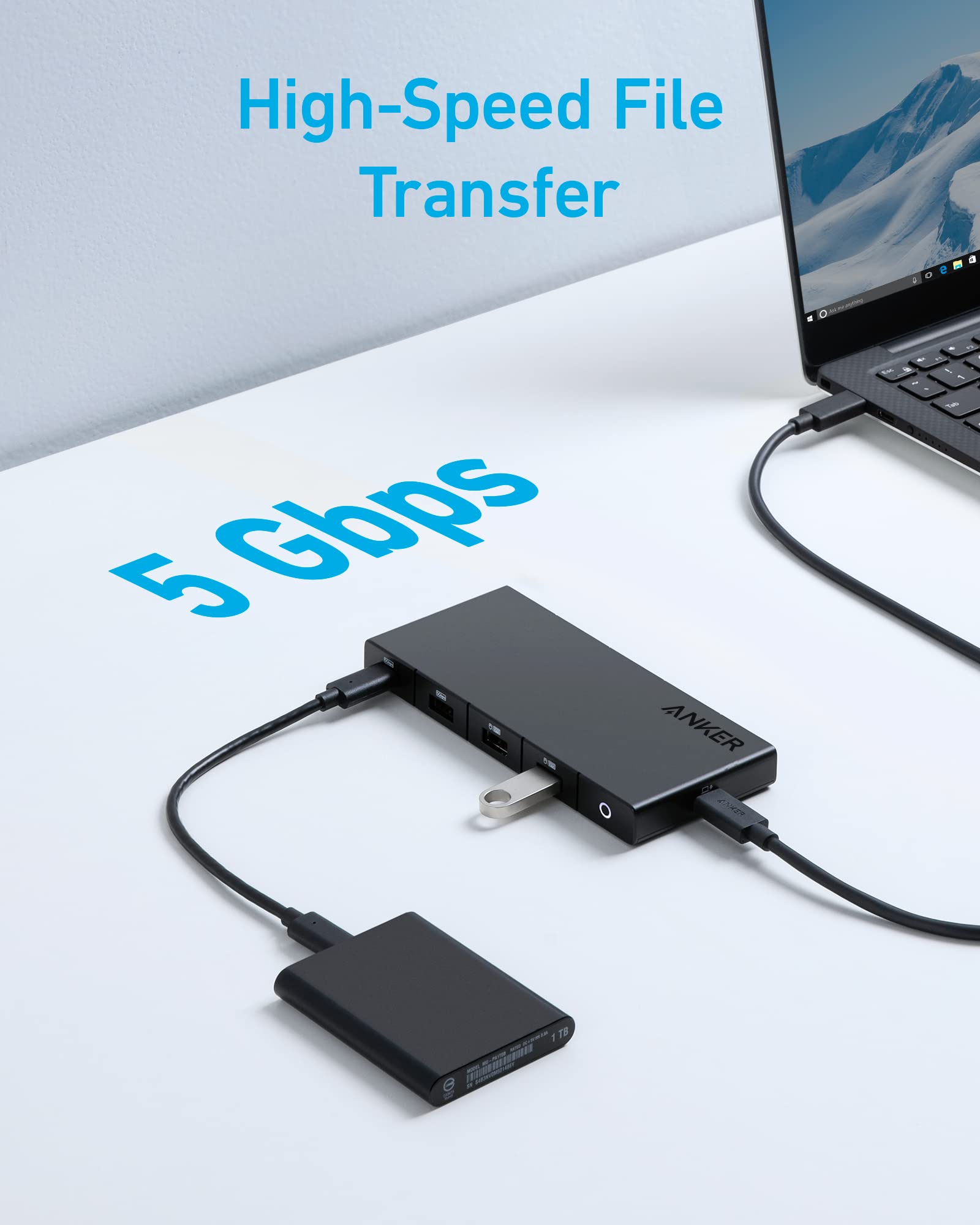 Anker Hub USB-C, concentrateur USB 10 en 1, double écran avec deux ports
