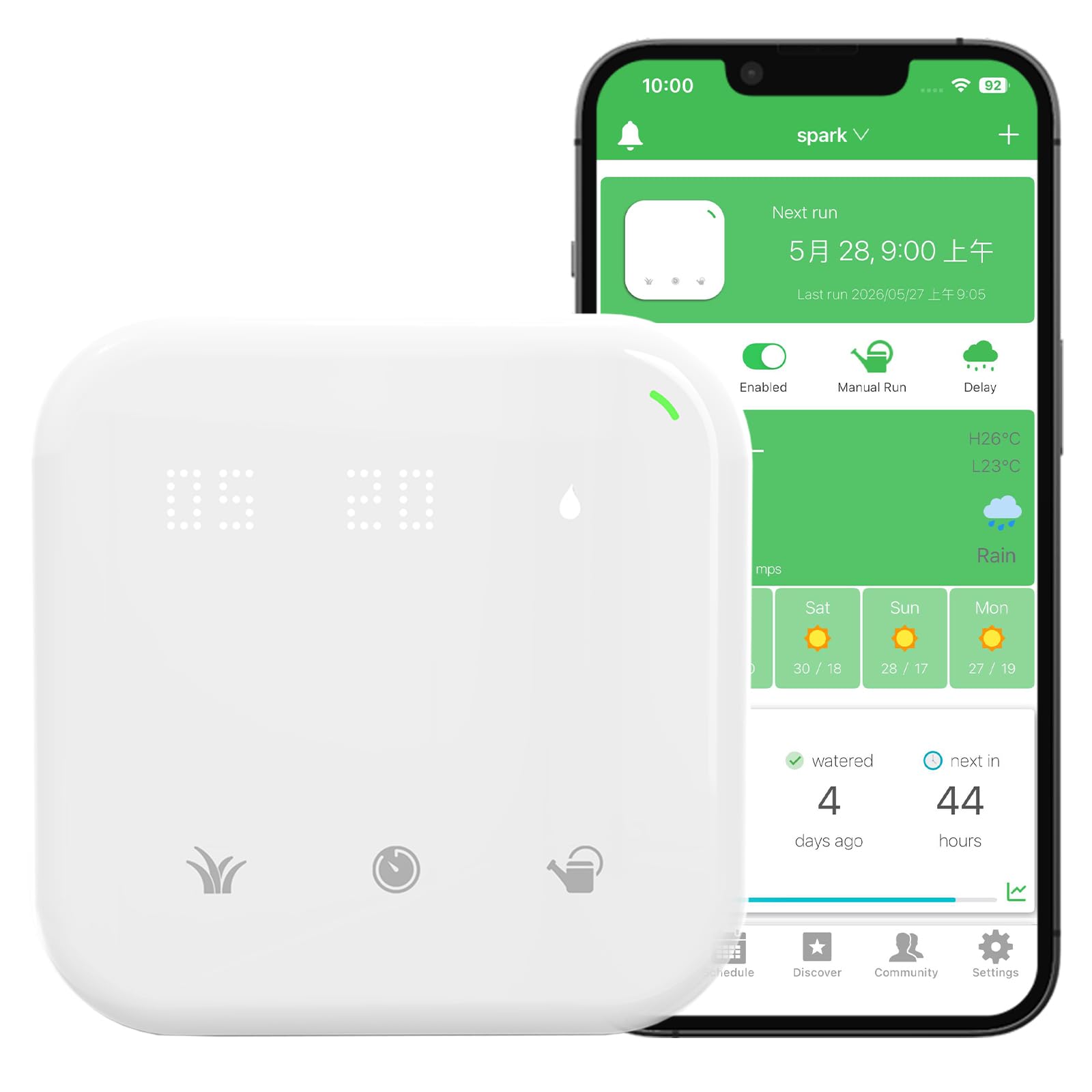 Netro Spark 16Zone Botones Touch Programador Riego WiFi Para Césped Con App | Serv Meteorol, Datos de Plantas,‌ Programa de Riego, Salto Lluvia, Riego Automático con Sensor Netro, Historial‌,Uso Interior