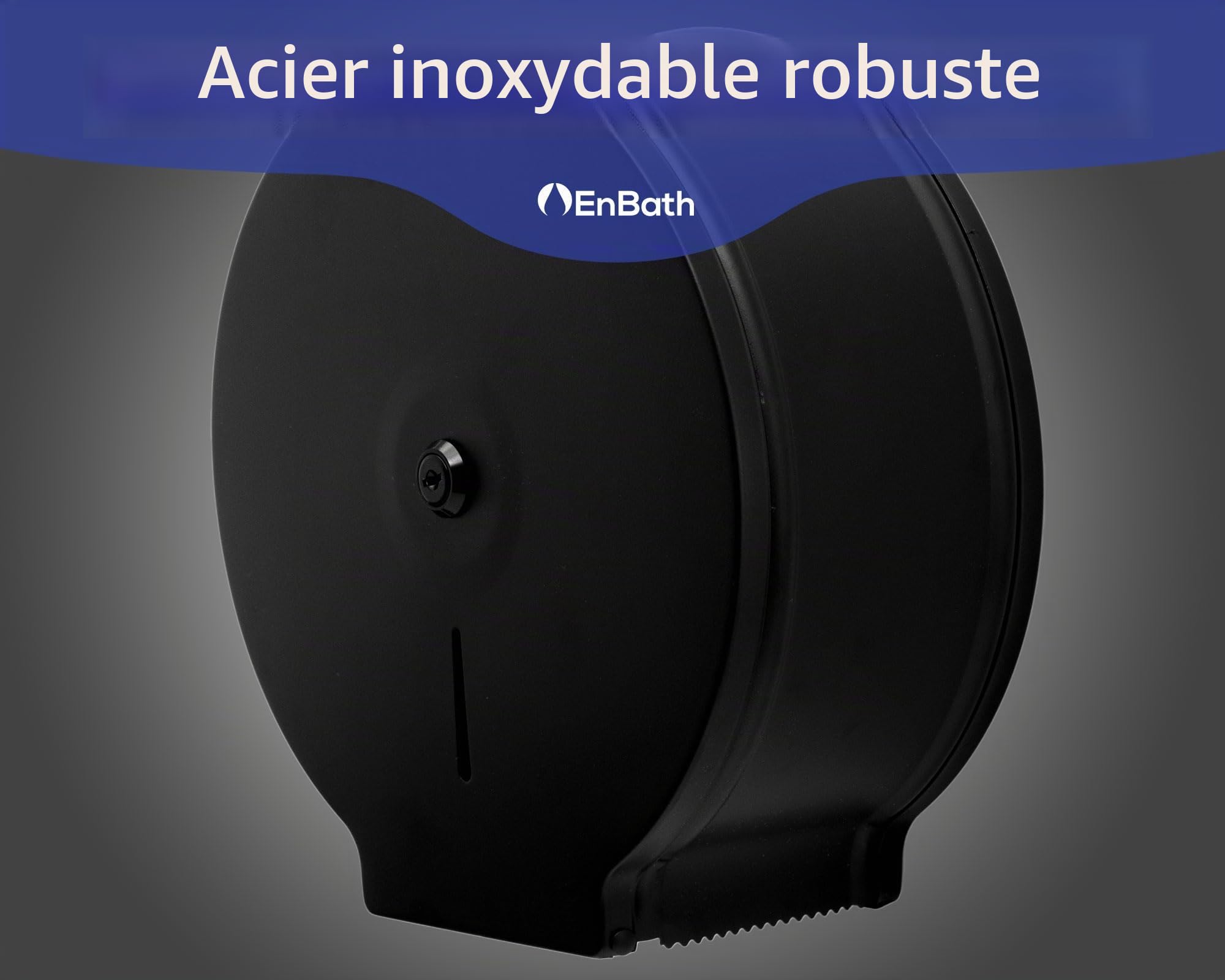 Distributeur de papier toilette Jumbo (noir), support mural de papier toilette industriel, qualité commerciale, distributeur de salle de bain verrouillable en acier inoxydable pour rouleaux de 22,9 cm