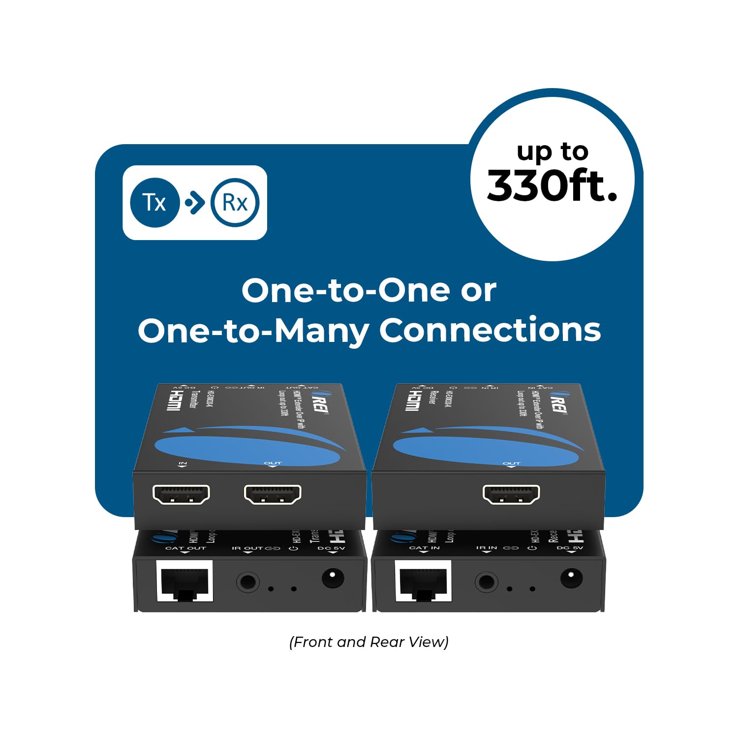 Orei Extender HDMI su CAT5/CAT6 con IR fino a 100 metri - Loop Out - Distribuzione del segnale Full HD 1080P - Over IP
