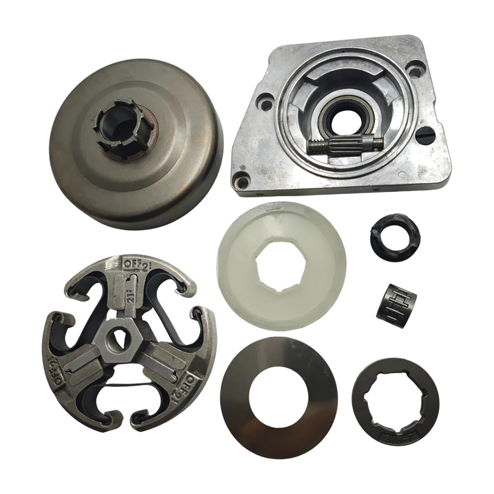 Ajuste for HUSQVARNA 61 66 266 268 272 piezas de motosierra herramientas de jardín 3/8 "tambor de embrague bomba de aceite llanta piñón engranaje de tornillo sin fin Kit