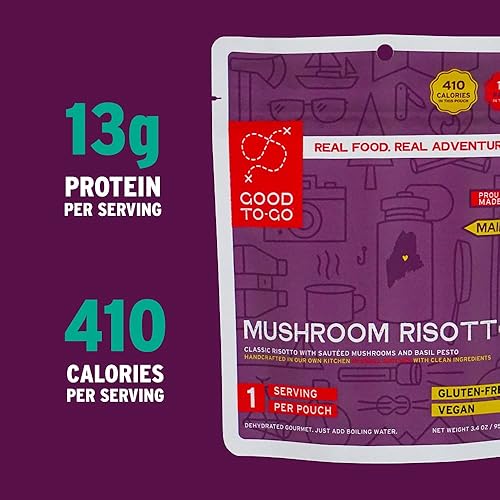 Miniatura 8 de GOOD TO-GO Risotto de hongos  Comida para acampar, comida para mochileros  Solo agrega comidas de agua, comidas para mochileros  Las comidas