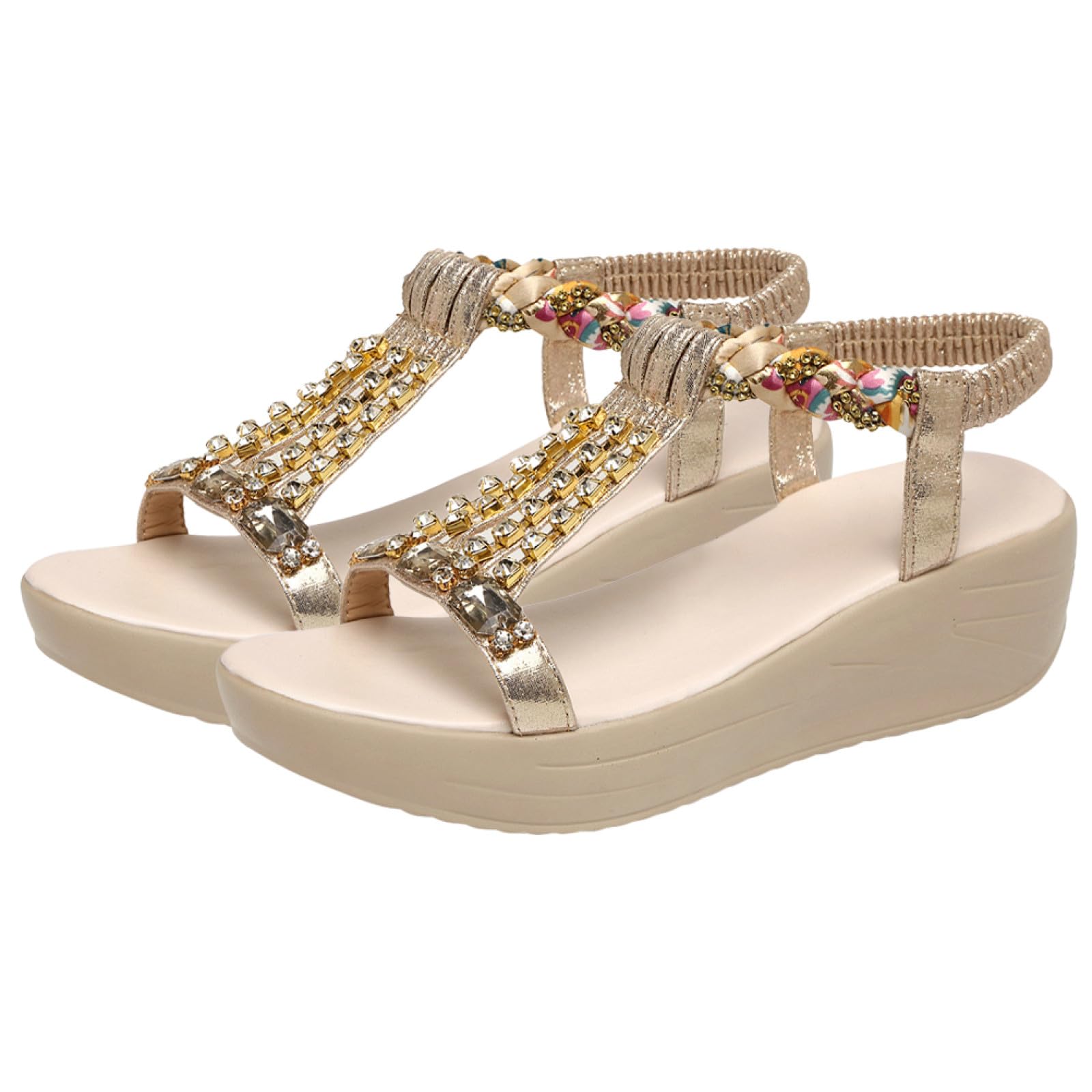 Sandales compensées femme avec semelle caoutchouc souple - 8