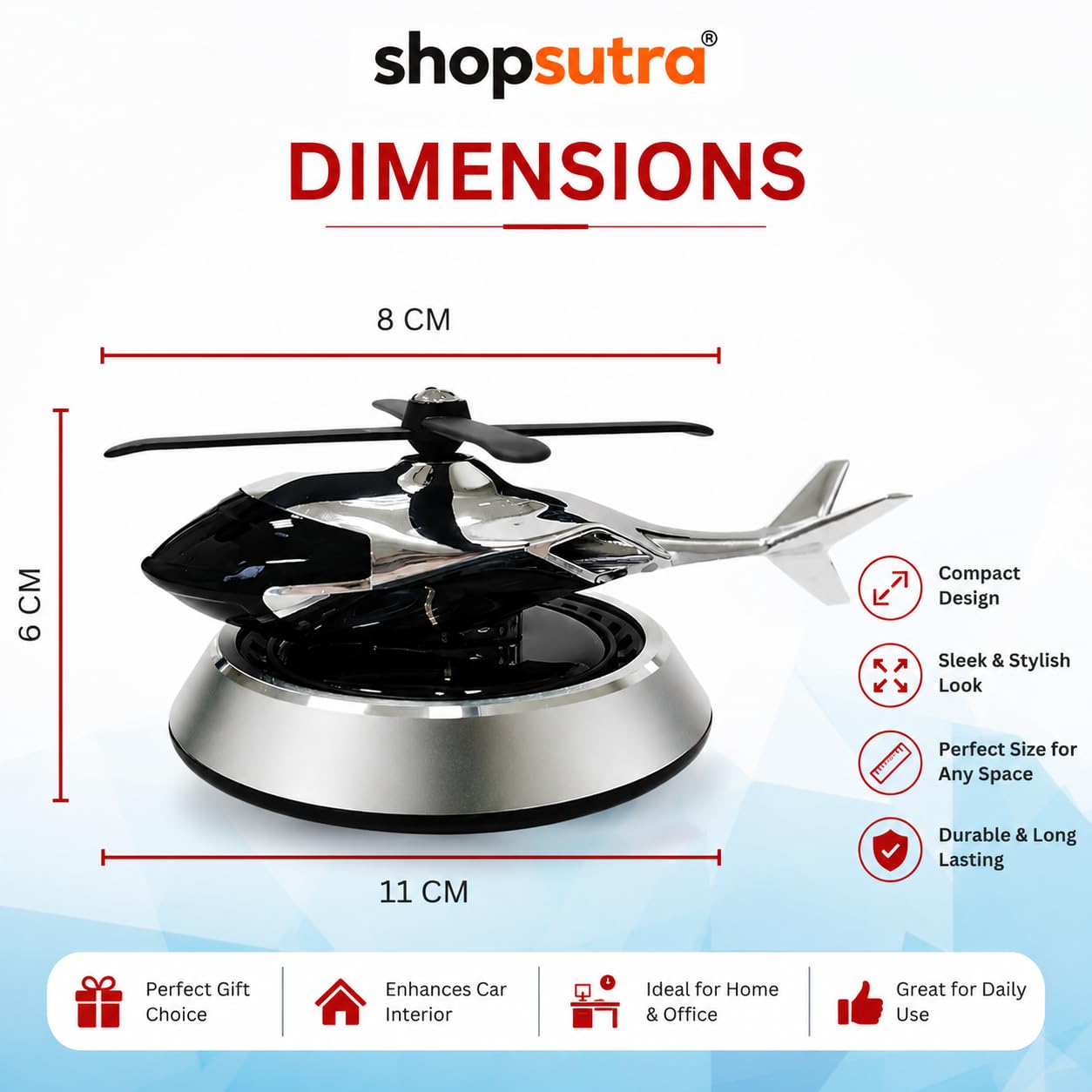 Solar Helicopter Car Perfume Diffuser - Unique Car Air Freshener -2