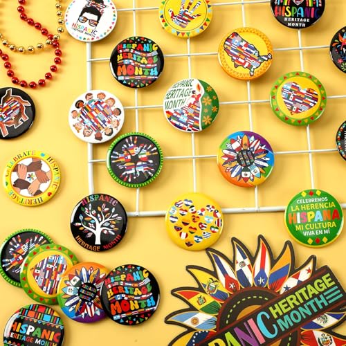 54pcs Hispanic Heritage Month Buttons, Brooch Pins Badges Bulk for Hispanic Heritage Party Favors Teacher Supplies Rewards Decorations National Latino Gifts Shirt Backpack Hat Accessories4