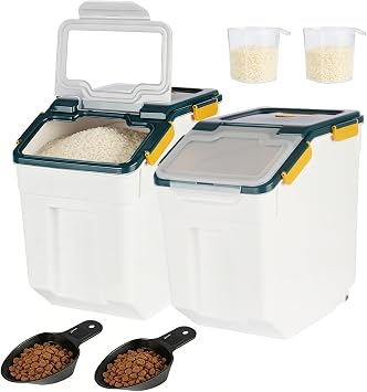 2 Pack 20kg Airtight Flour Storage Containers, Rice Container, Blue