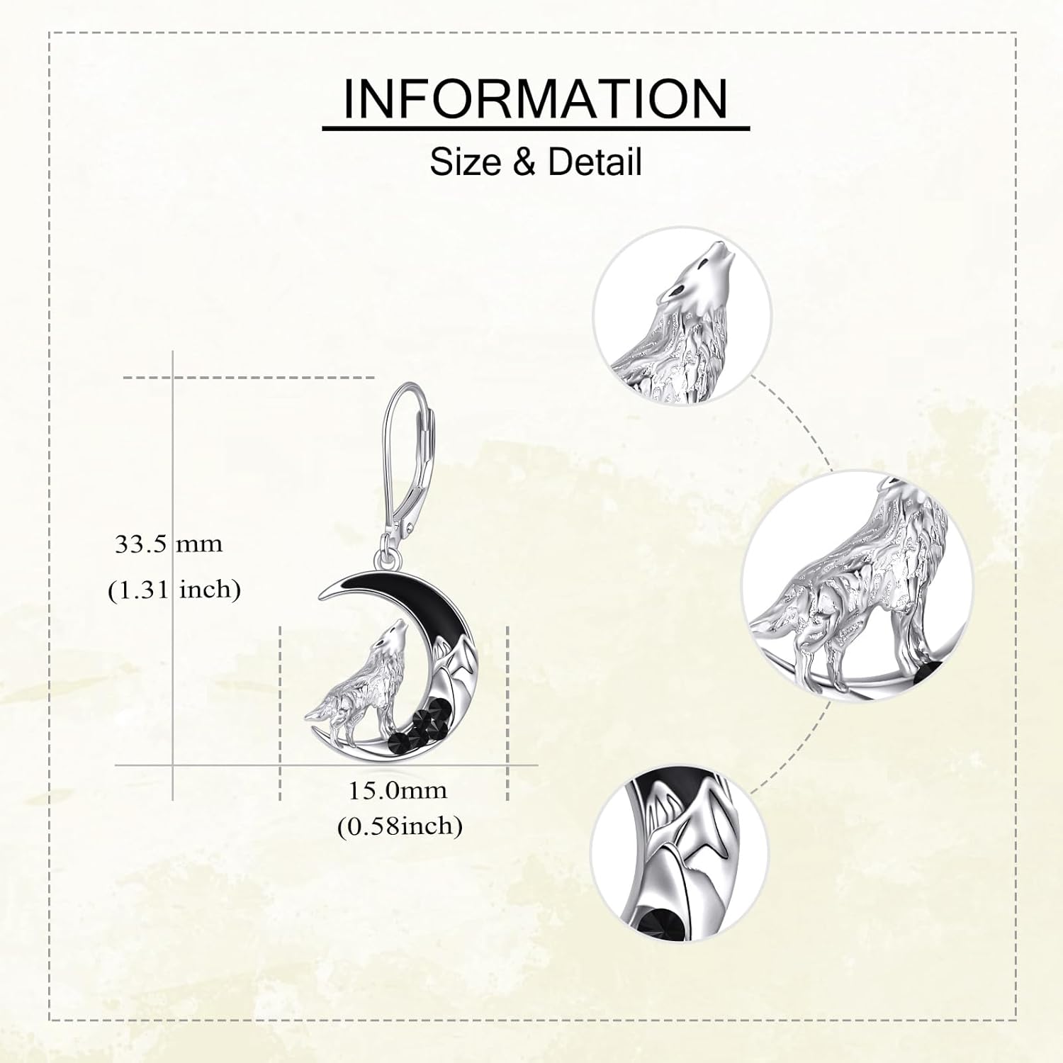 ONEFINITY Raven Crow Owl Wolf Bat Cat Earrings 925 Sterling Silver Crescent Moon Crow Witchy Halloween Jewelry Gifts for Women - Image 3