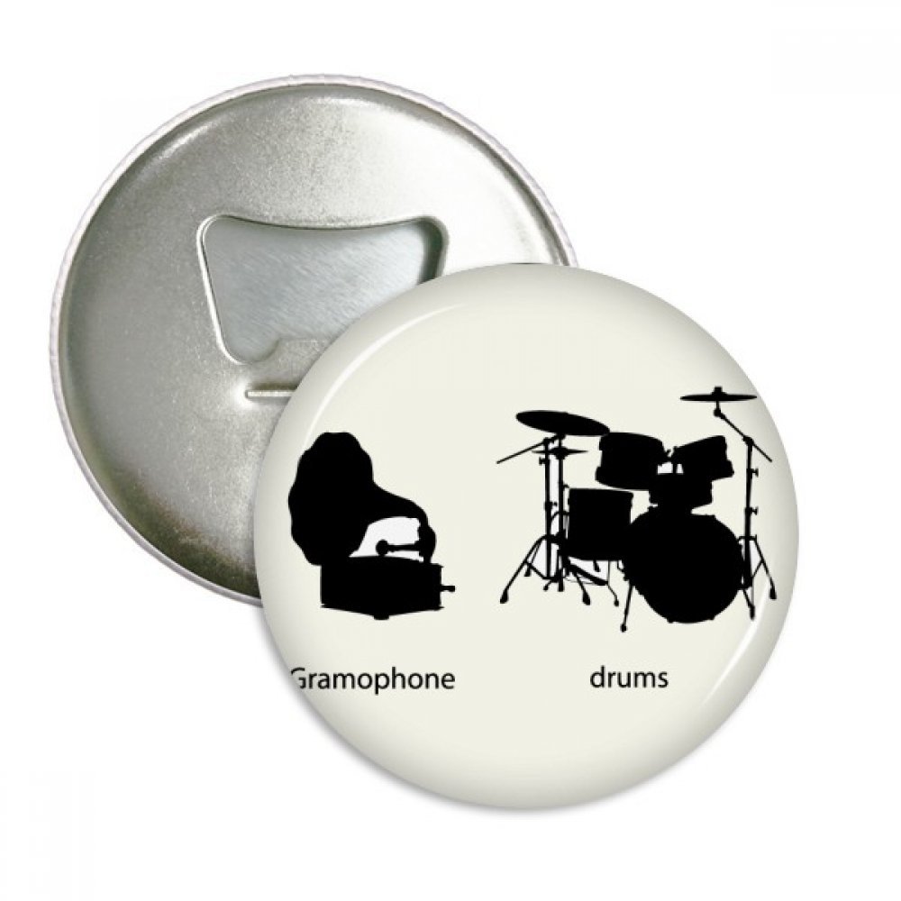 Kit de batterie motif musique décapsuleur aimant et badge 3 pcs