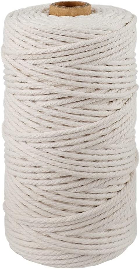 328 Feet 3mm Natural Cotton String for Crafts,Gift Wrapping Twine,Arts & Crafts, Home Decor, Gift Packaging (Beige)