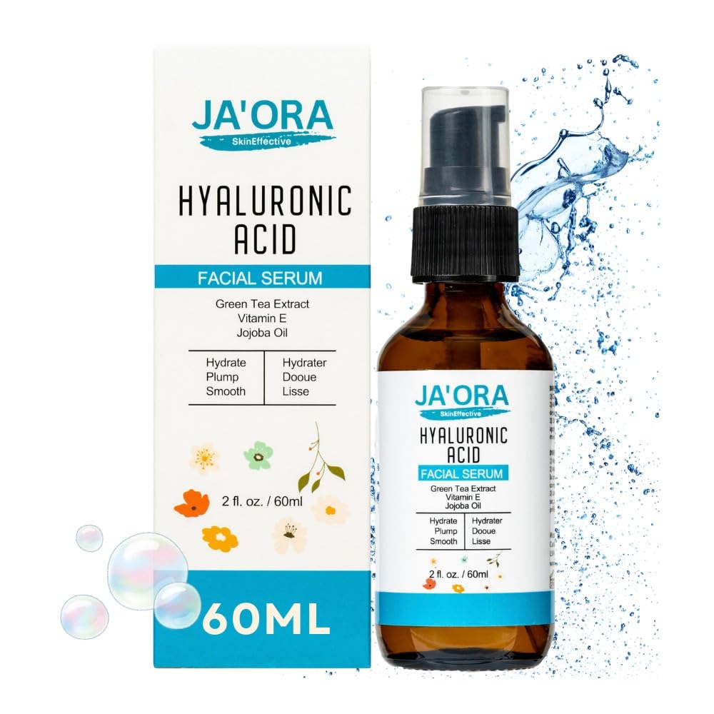 JA'ORA Skin Effective Hyaluronic Acid Serum, 60ML - Anti-Aging with Aloe Vera & Vitamin E, Hydrating, Firming, Brightening for Even Skin Tone &