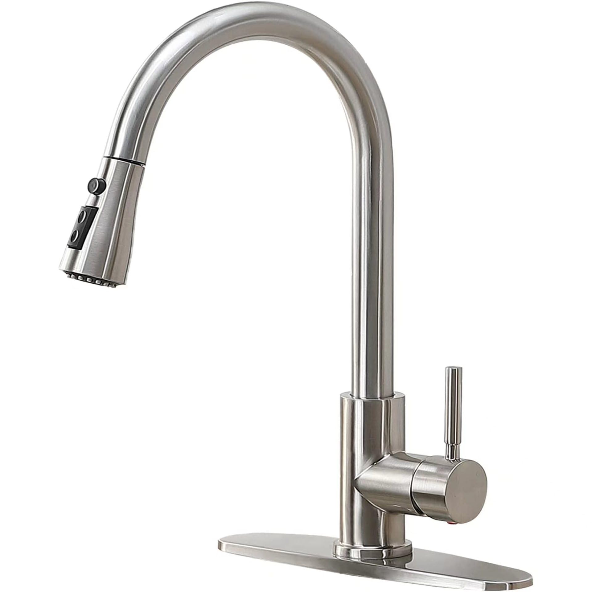 ZYCHSJXA Water Kitchen Tap 304 Stainless Steel Pull-Out Faucet Hot and Cold Mixed Brushed Vegetable Sink