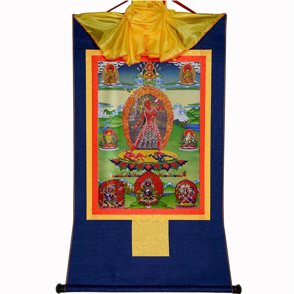 Gandhanra Tibetan Thangka Wall Hanging - Naro Khechari Dakini Vajrayogini Thangka - Hot Stamped Buddha Tapestry for Zen Home Decor, Meditation, Spiritual Relaxation and Peace