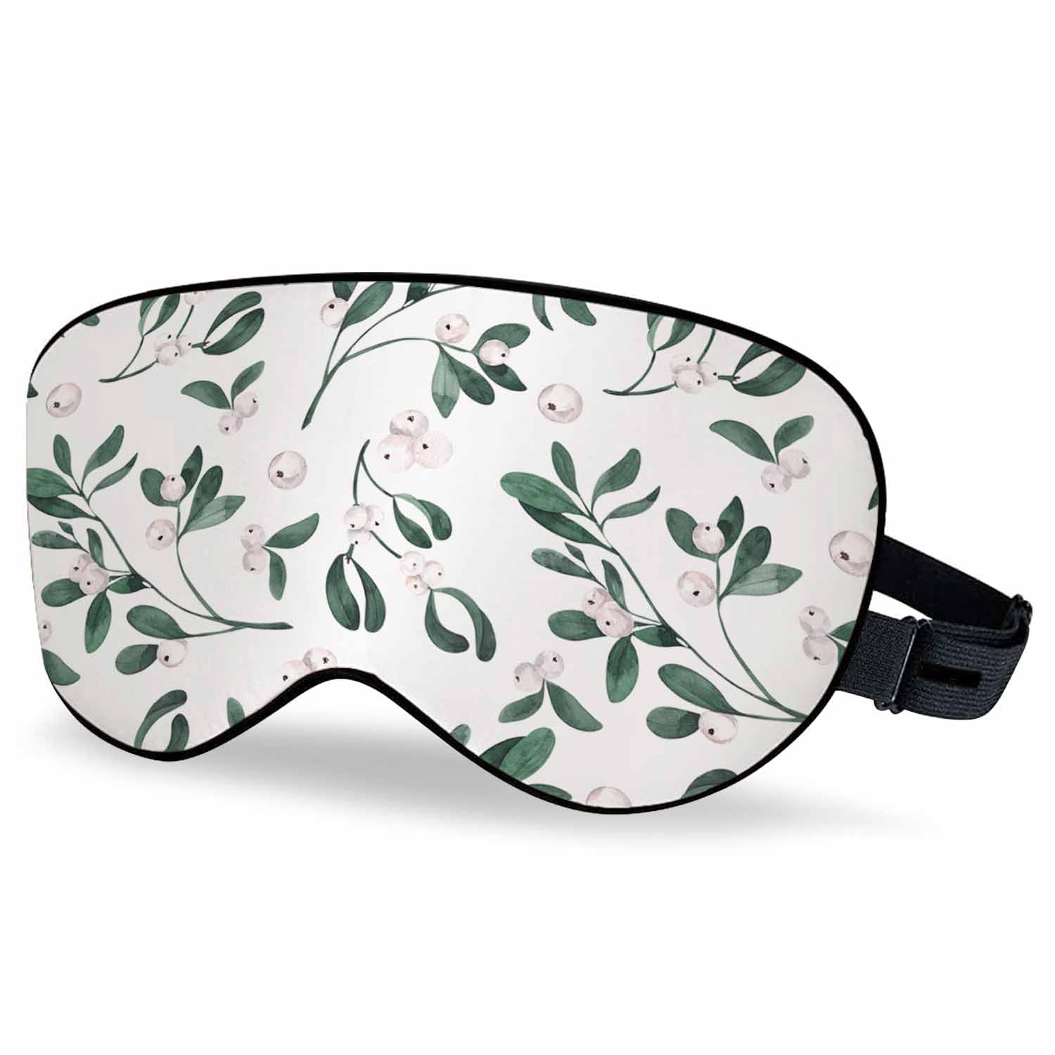 Vnwoalu Mistletoe Branch Sleep Eye Mask Watercolor Fruit Pink Men Women Sleep Mask with Adjustable Strap Eye Cover Eye Shade for Travel, Nap,Meditation