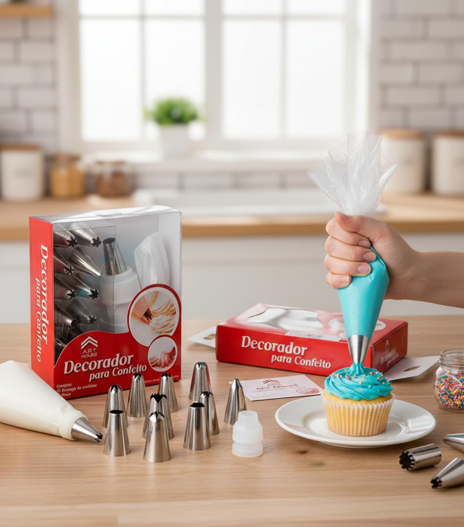 12 Piece Set Cake Decorating Set Frosting Icing Piping Bag Tips with Steel Nozzles. Reusable & Washable-image-13