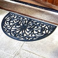 garden mile Marco Paul Half Moon Rubber Door Mat, Wrought Iron Effect, Non Slip Heavy Duty Welcome Entrance Mat, Durable Front Heavy Duty Doormat, Dirt Trapper Rubber Door Mat Outdoor and Indoor