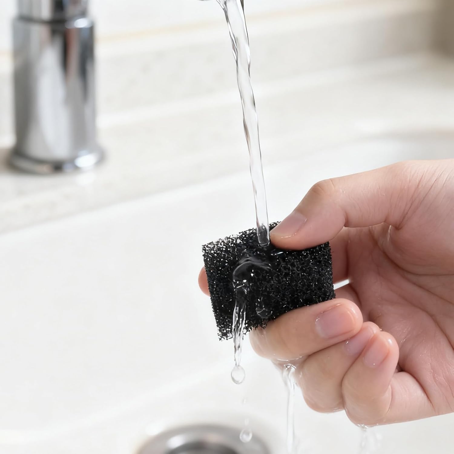 10 Pcs Cat Water Fountain Sponge Replacement, Cat Water Foam Filters Square Sponge Filter for 92oz/2.8L Pet Fountain(Black) - Image 4