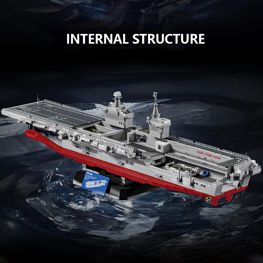39045 Typ 076 Amphibische Assault Ship Bausteine Set, 4526 Teile der Militärserie 1:300 Skala Schlachtschiff Modell Bausteine Set, Erwachsene Sammelspielzeug Geschenk Schlachtschiff Modell