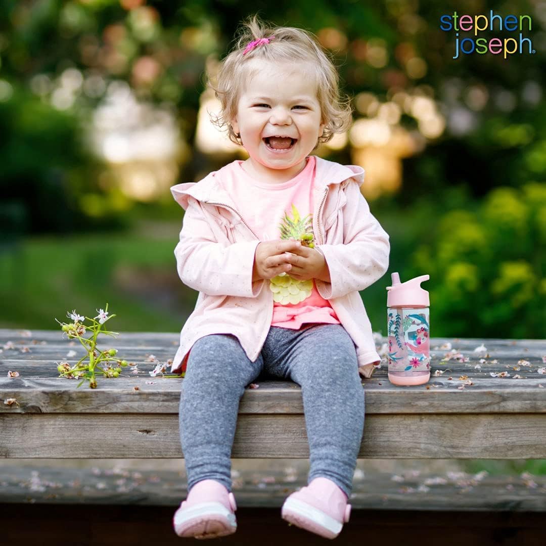 Stephen Joseph Kids Flip Top Water Bottle - 10 Oz, Tritan BPA Free, Pink Dino Design - View #3