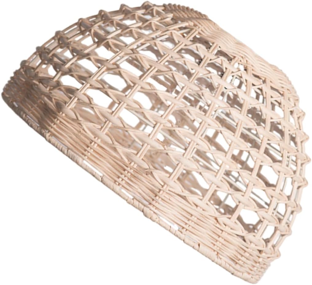 Homoyoyo Rustic Woven Pendant Lampshade Handcrafted Rattan Light Shade for Farmhouse Ceiling Fixtures Versatile Natural Decor for Warm Ambiance Fits Bulbs