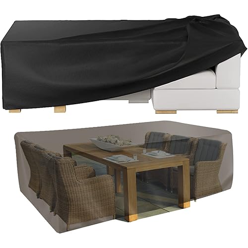 HREFEU Patio Furniture Set Cover Outdoor Sectional Sofa Set Covers 98" L x 78" W x 28" H(inches) Outdoor Table and Chair Set Covers Water Resistant Large