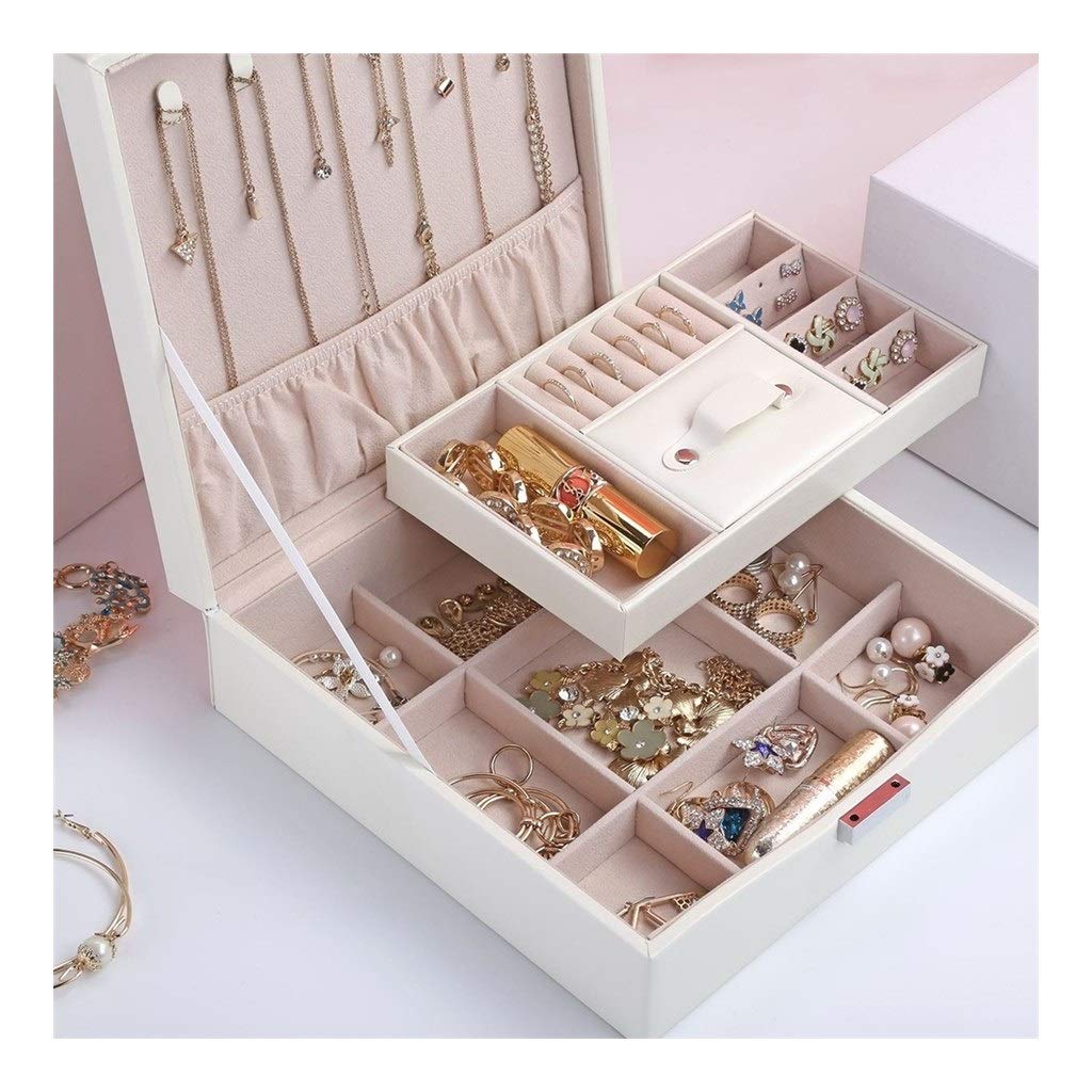 LIMUZI Jewellery Organiser Box, Storage Case Trays for Rings, Earring, Necklaces Gift for Girls Mother Women- Grey