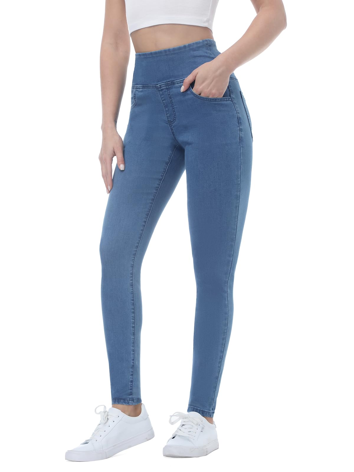 Jeans Donna Elasticizzati, Jeggings Donna Treggings Leggins a Vita Alta Skinny Aderenti Pantaloni Stretti Slim Ankle