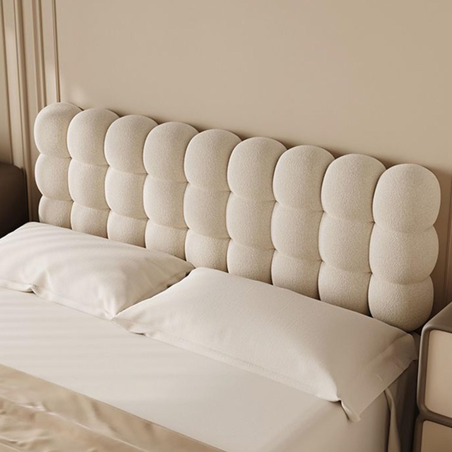 Fundas Cabeceros Cama, Funda para Cabecero De Cama De Matrimonio/Individual Acolchadafunda EláStica De ProteccióN,Tejidos Suaves, para DecoracióN del Dormitorio(120x60x13cm,Milk Tea Color.)