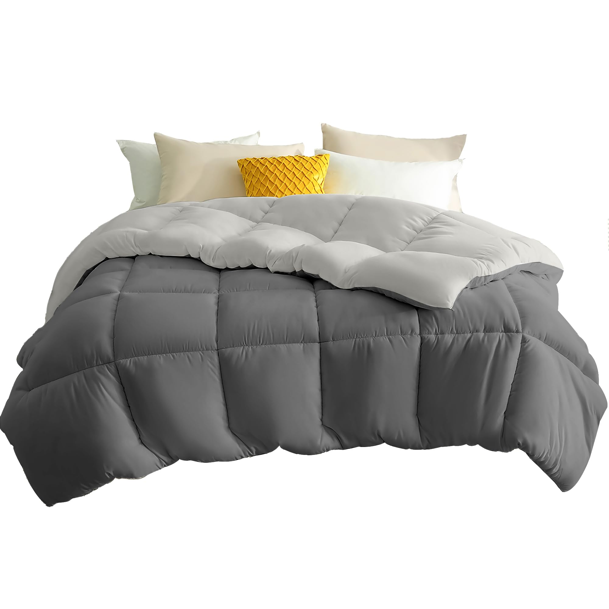 Warm Double Coverless Duvet 10.5 tog Comforter and Anti Allergy All Season Dark Grey and Light Grey NO Pillowcases Only Quilt 10.5 Tog Duvet