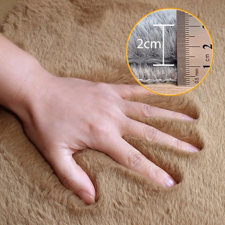 Image of Rabbit Fur Area Rug 6x8 Ft | Super Soft Plush Carpet with Anti-Slip Backing | Washable Luxury Rug for Bedroom, Living Room & Home Decor