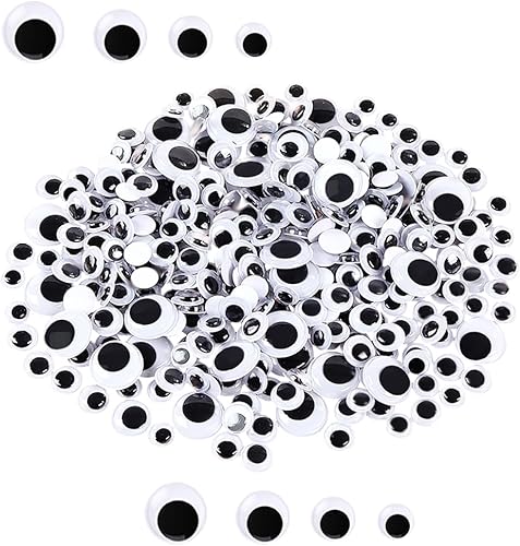 1000 ojos Googly Eyes, autoadhesivos, ojos pegajosos para manualidades, pequeños ojos negros para decoraciones de 0.236 in, 0.315 in, 0.394 in,