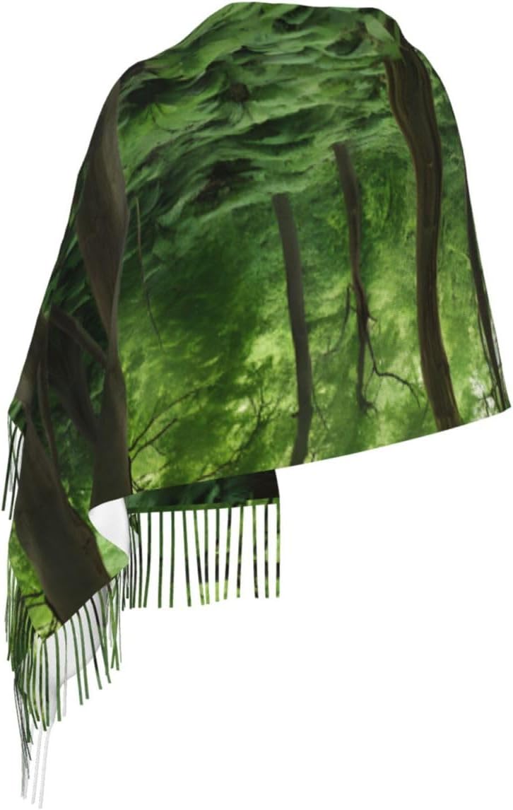 (Tropical Rainforest) Women's Soft Warm Scarf Large Plush Shawl Wrap with Fringe Fashion Winter Scarves for Cold Weather