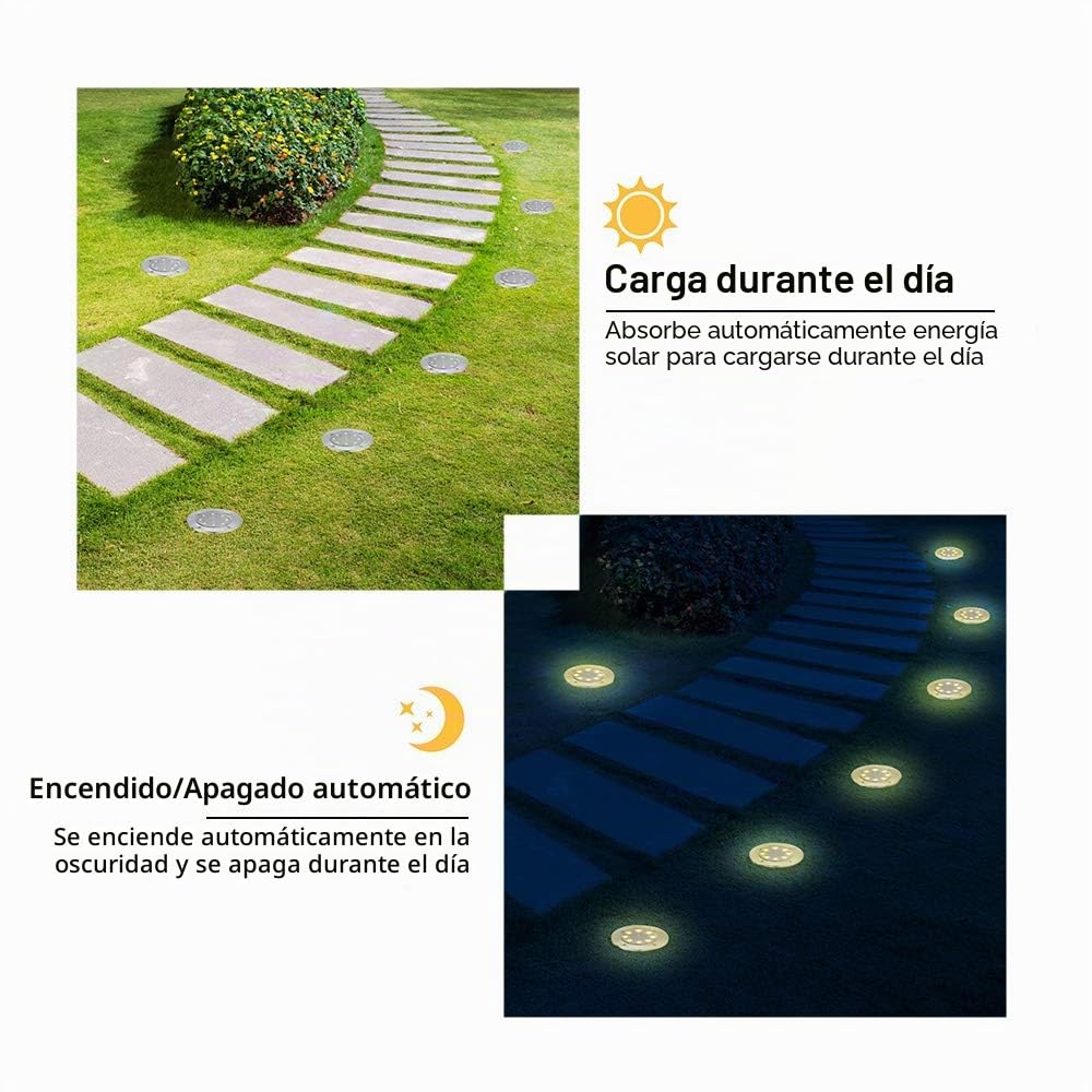 Joomer Luces Solares Led Exterior Jardin Suelo, 12 Paquetes Luz Solares Jardin Impermeables, Lamparas Solares Suelo Para Camino, Césped, Patio, Terraza (Blanco Cálido)