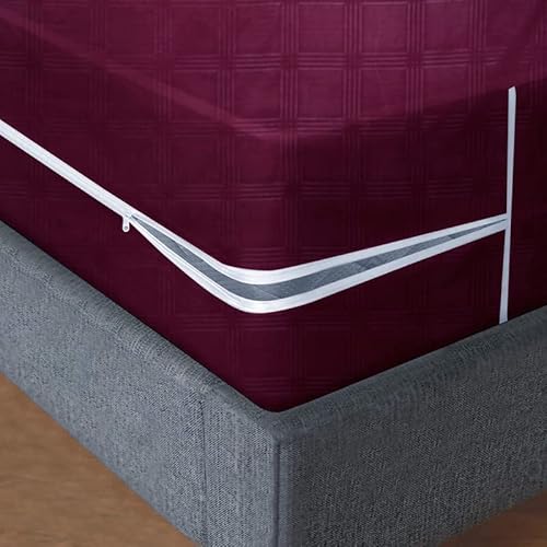 BSB HOME® Premium Cotton Mattress Cover/Protector with Zipper Chain|Provides All Around Protection with 360° Encasing |Single Size Bed – 78×60+6 inches (6 x 3 ft Mattress) – Pack of 1 -Maroon