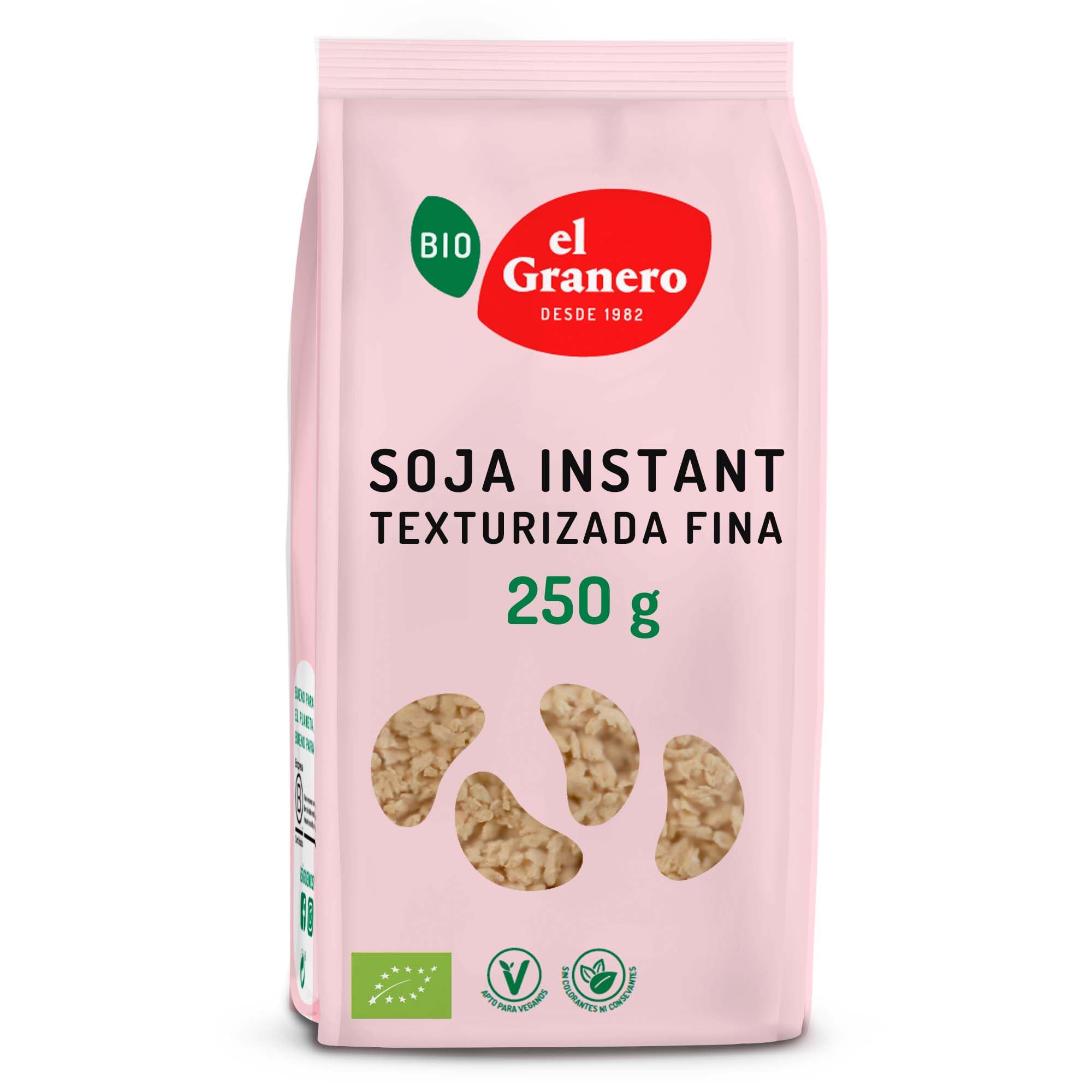 El Granero Integral - Soja Texturizada Fina Instant BIO - 250 g - Rico en Proteínas y Vitaminas - Fuente Natural de Fibra - Favorece el Sistema Digestivo - Apta para Veganos